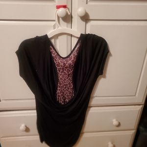 Black shirt with cheetah print back